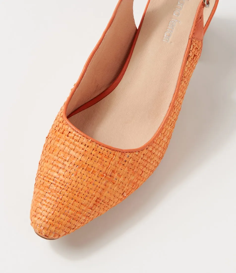 DIANA FERRARI Lexstar Orange Woven Leather Heels