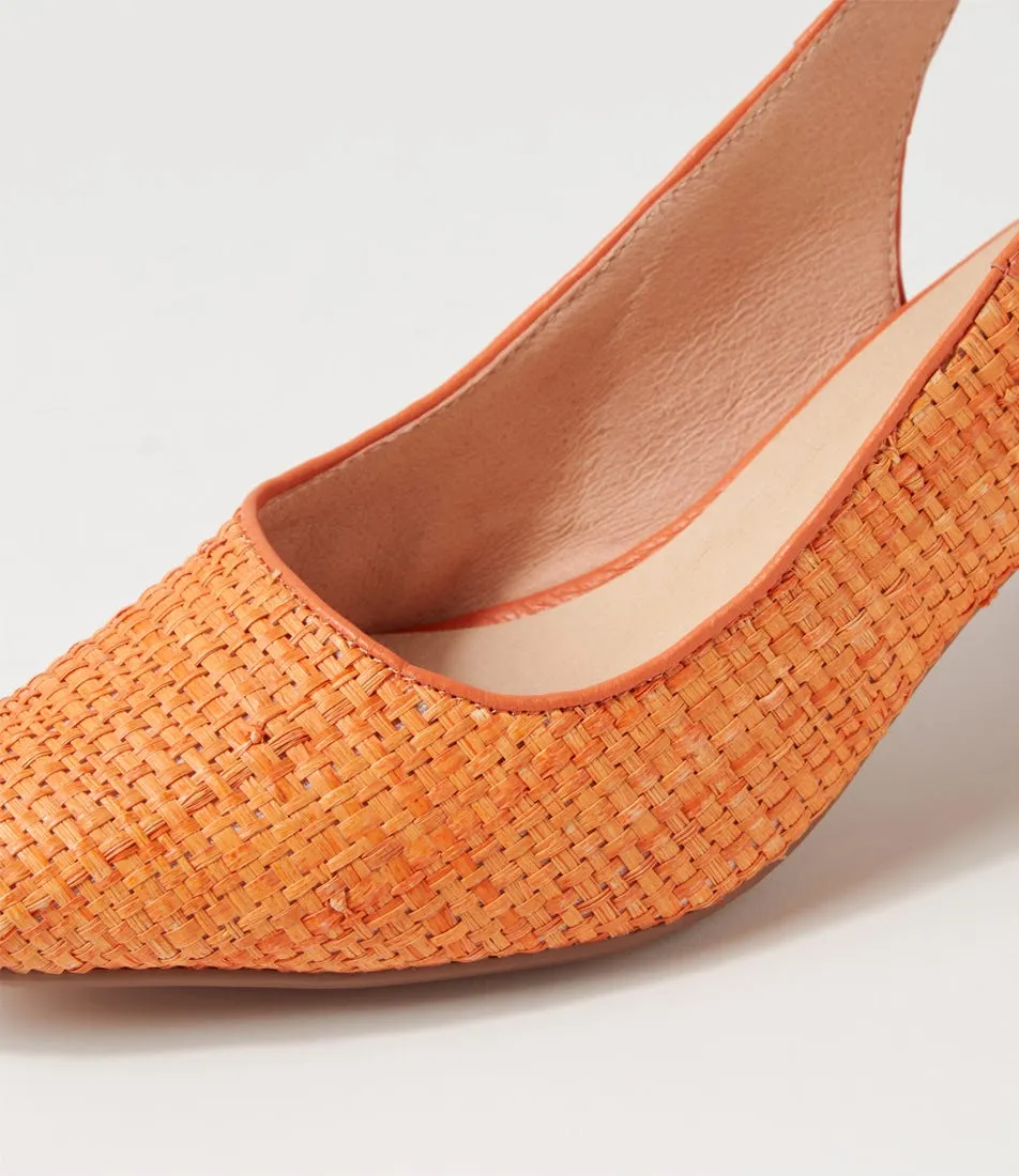 DIANA FERRARI Lexstar Orange Woven Leather Heels