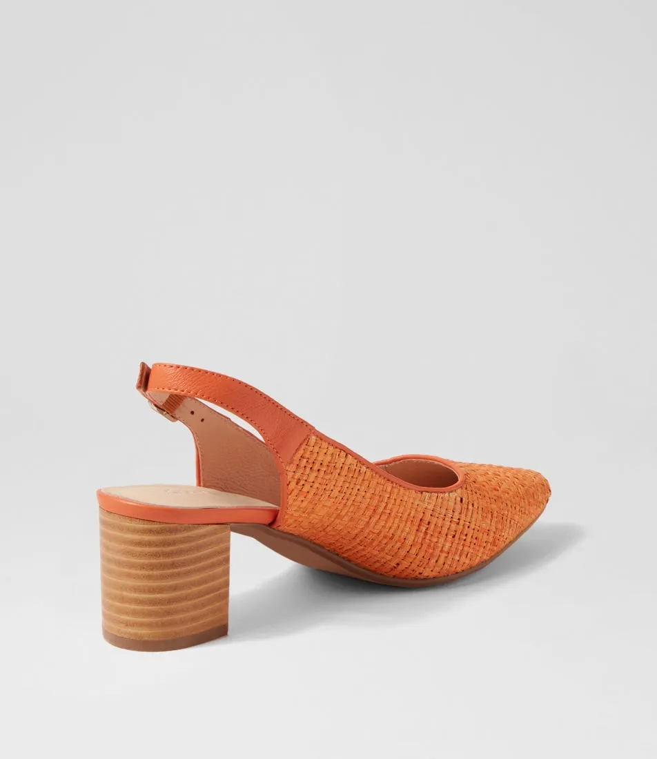 DIANA FERRARI Lexstar Orange Woven Leather Heels