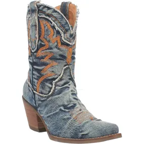 Dingo Women's Denim Blue Almond Toe Western Boot Size 9