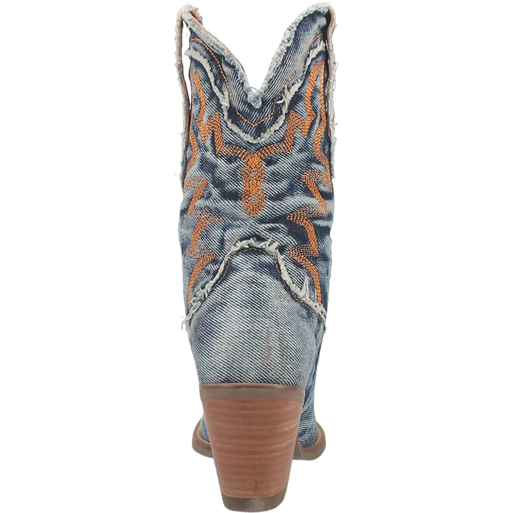 Dingo Women's Denim Blue Almond Toe Western Boot Size 9