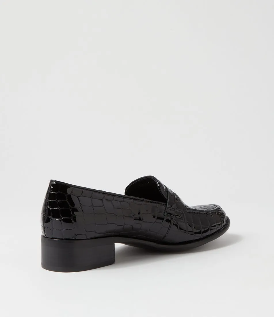 DJANGO & JULIETTE Cathi Black Patent Croc Heels