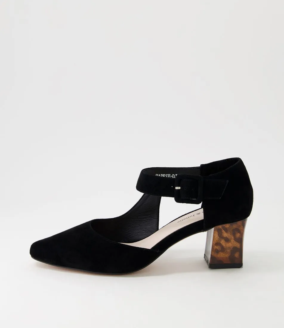 DJANGO & JULIETTE Happie Black Leopard Suede Heels