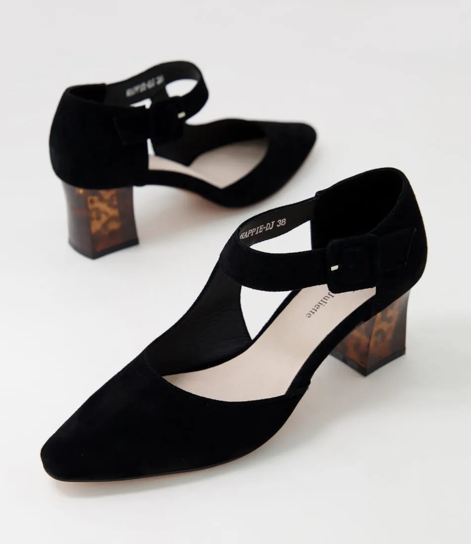 DJANGO & JULIETTE Happie Black Leopard Suede Heels