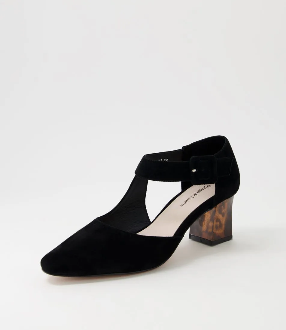 DJANGO & JULIETTE Happie Black Leopard Suede Heels