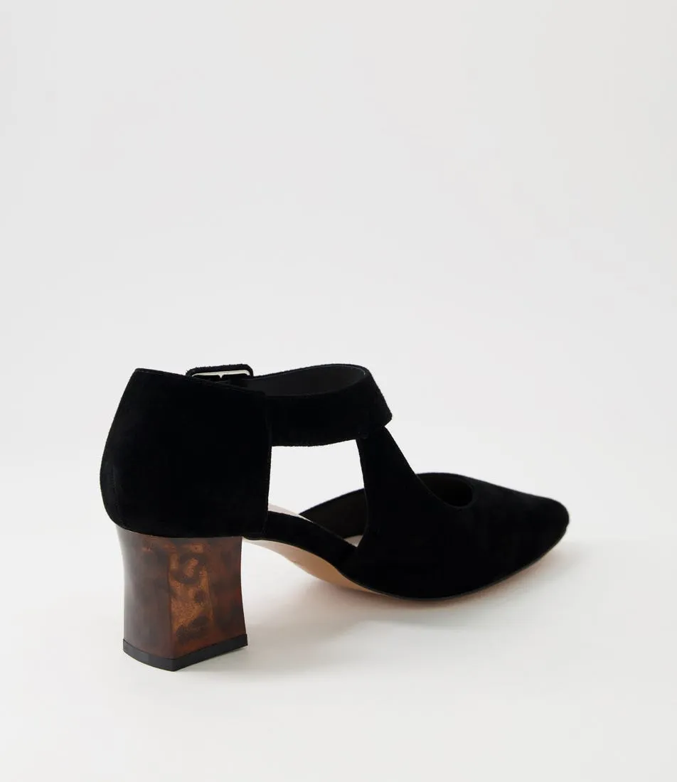 DJANGO & JULIETTE Happie Black Leopard Suede Heels