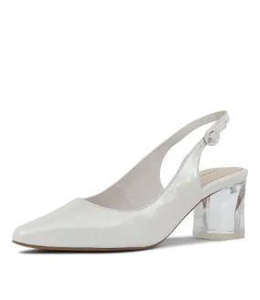 DJANGO & JULIETTE Hinnis White Shimmer Leather Sling Back Heels