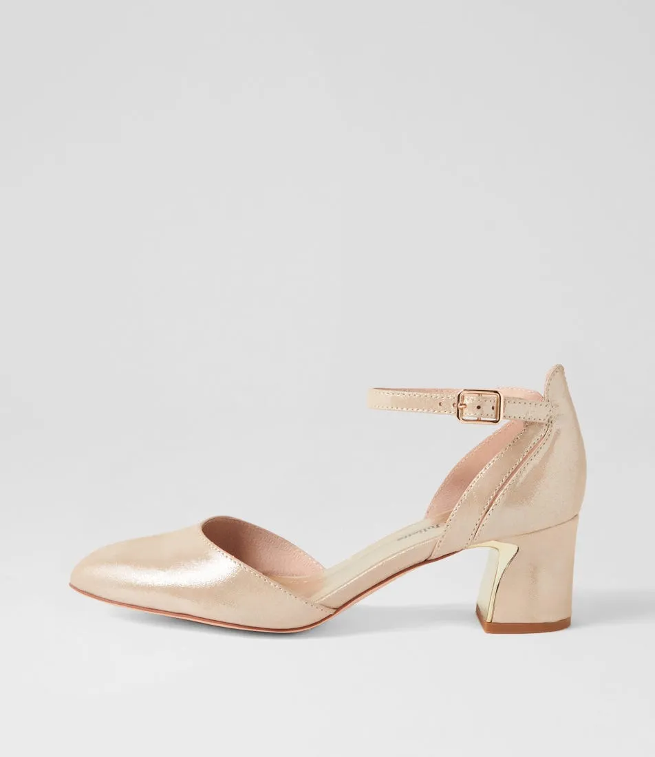 DJANGO & JULIETTE Jillie Nude Shimmer Leather Heels