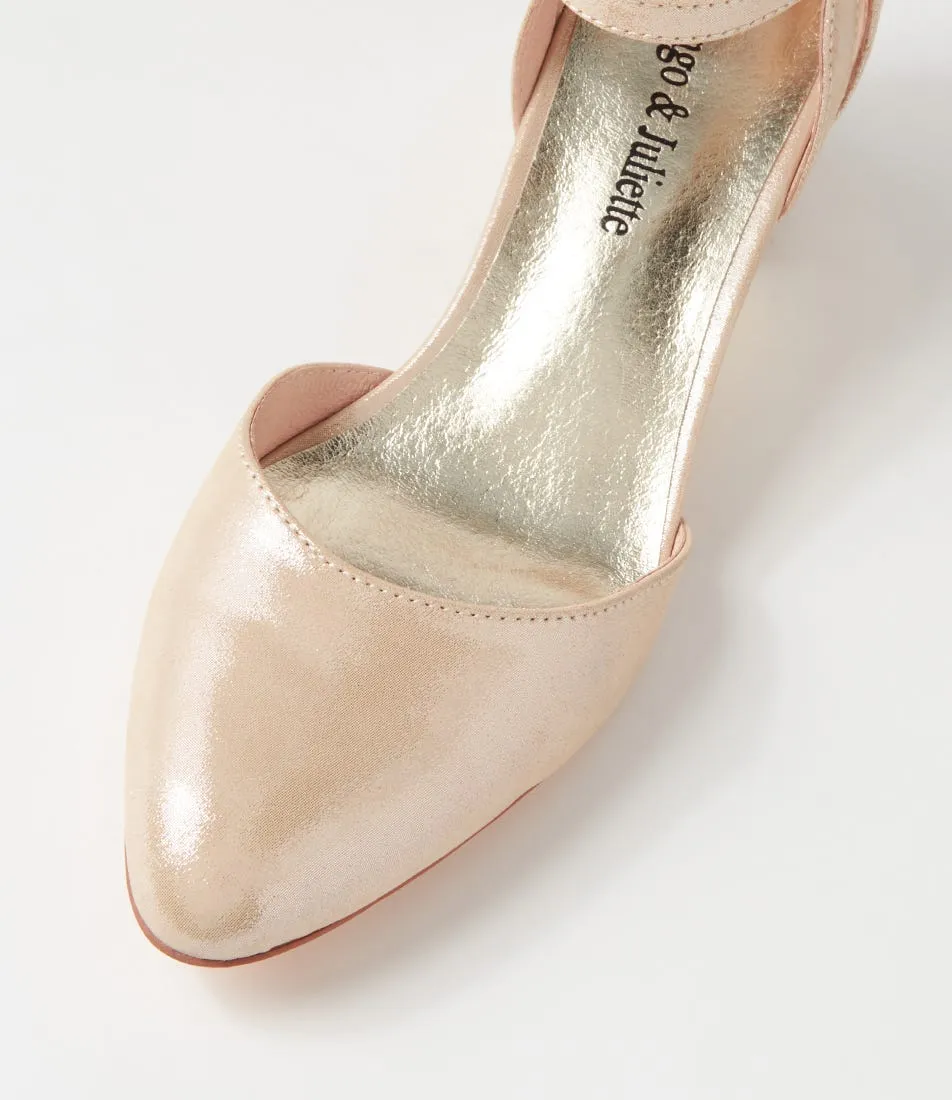 DJANGO & JULIETTE Jillie Nude Shimmer Leather Heels