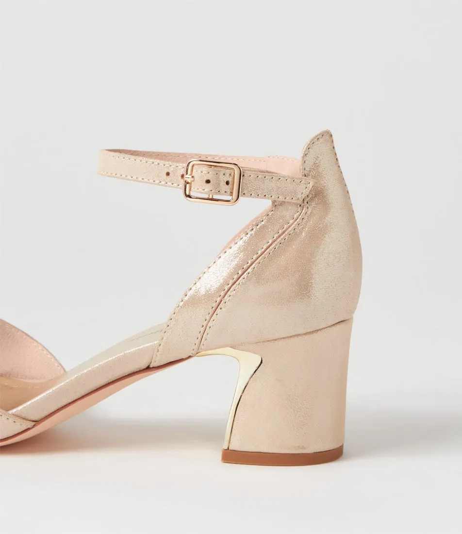 DJANGO & JULIETTE Jillie Nude Shimmer Leather Heels