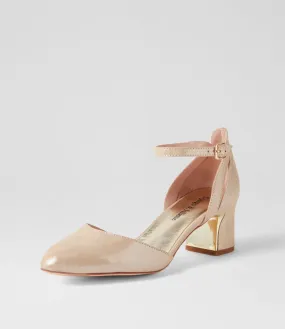 DJANGO & JULIETTE Jillie Nude Shimmer Leather Heels