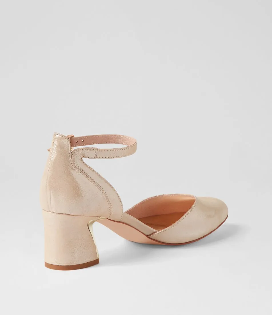 DJANGO & JULIETTE Jillie Nude Shimmer Leather Heels