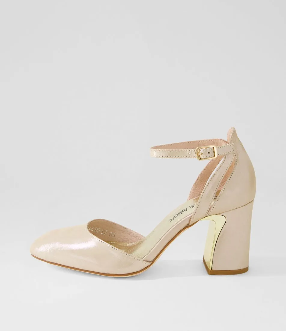 DJANGO & JULIETTE Killie Nude Shimmer Leather Heels