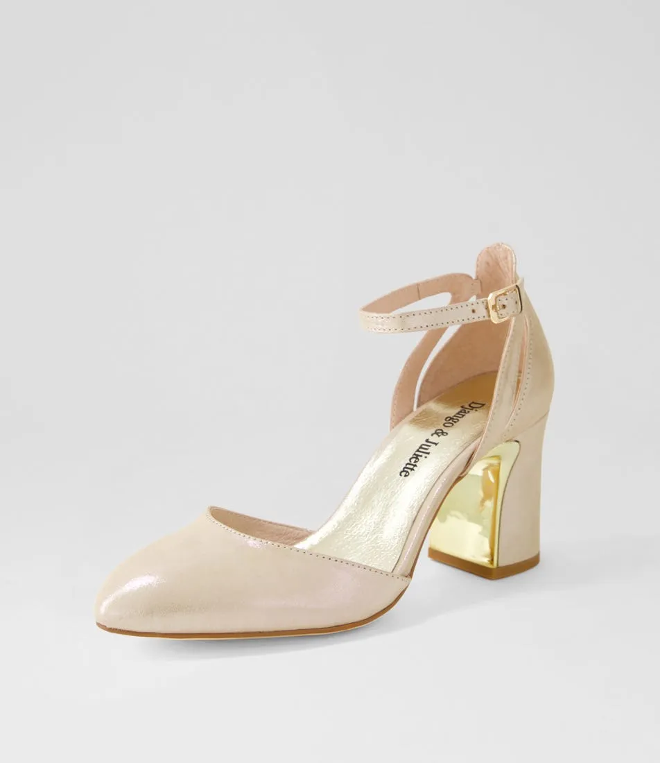 DJANGO & JULIETTE Killie Nude Shimmer Leather Heels