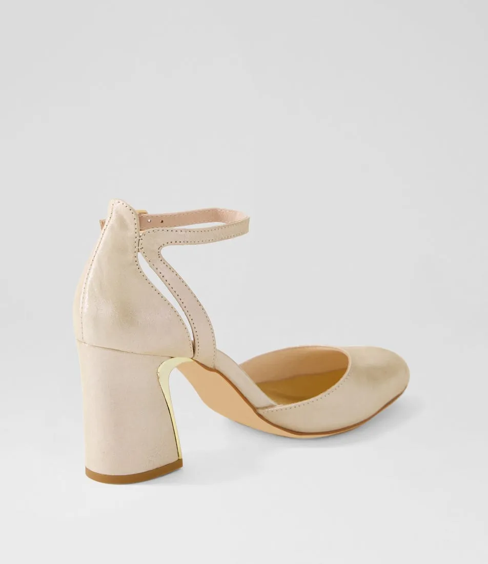 DJANGO & JULIETTE Killie Nude Shimmer Leather Heels