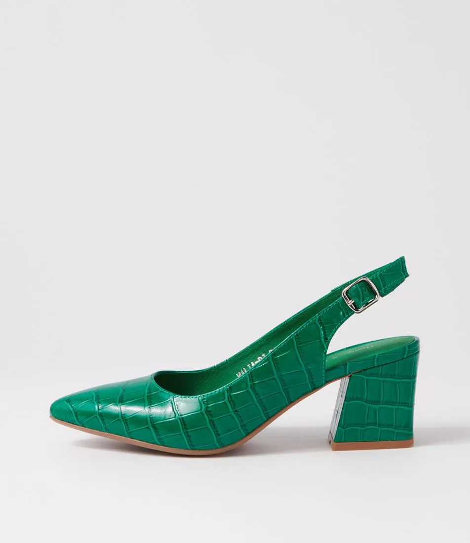 DJANGO & JULIETTE Malia Emerald Croc Leather Heels