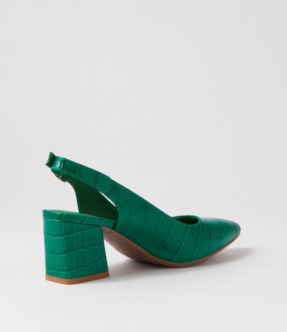 DJANGO & JULIETTE Malia Emerald Croc Leather Heels