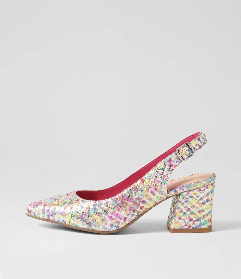 DJANGO & JULIETTE Malia Magenta Multi Cut Leather Heels