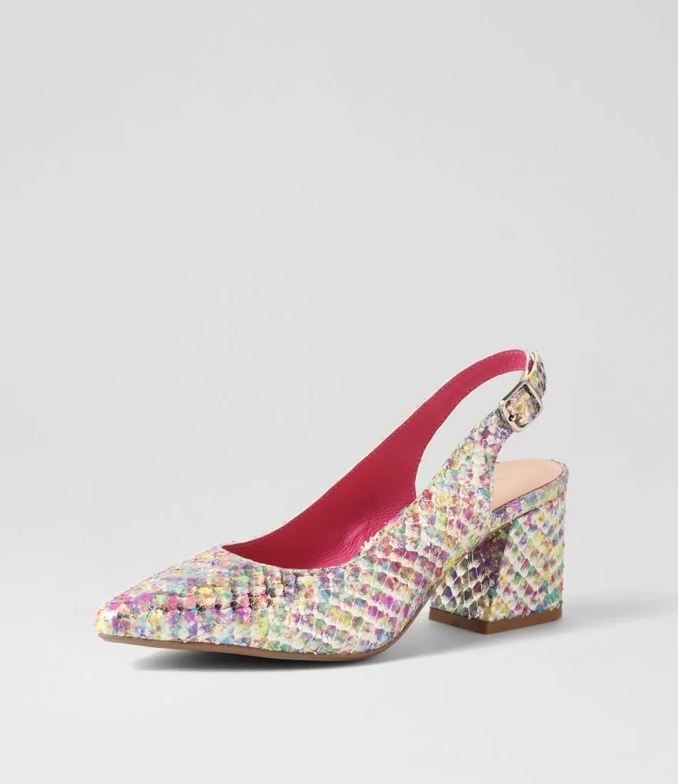 DJANGO & JULIETTE Malia Magenta Multi Cut Leather Heels