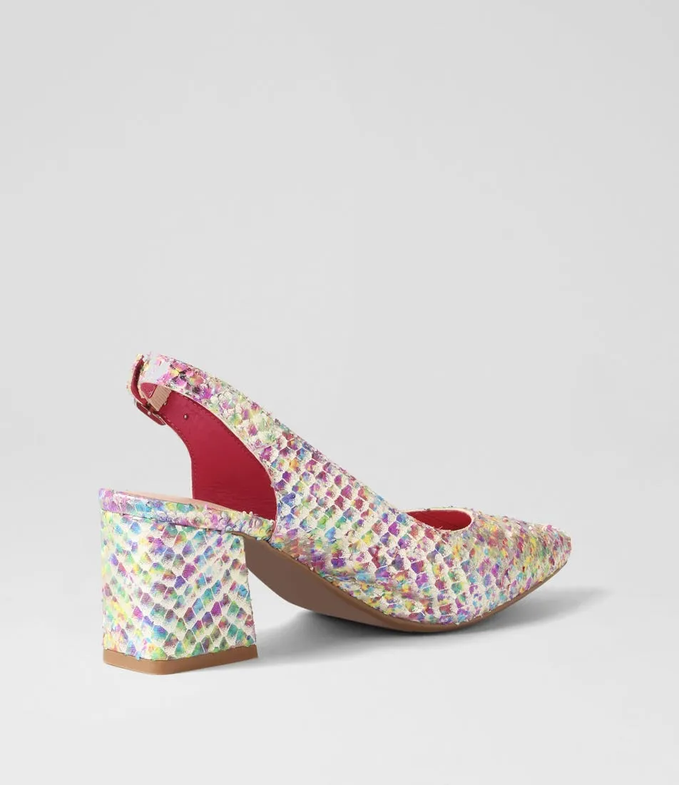 DJANGO & JULIETTE Malia Magenta Multi Cut Leather Heels