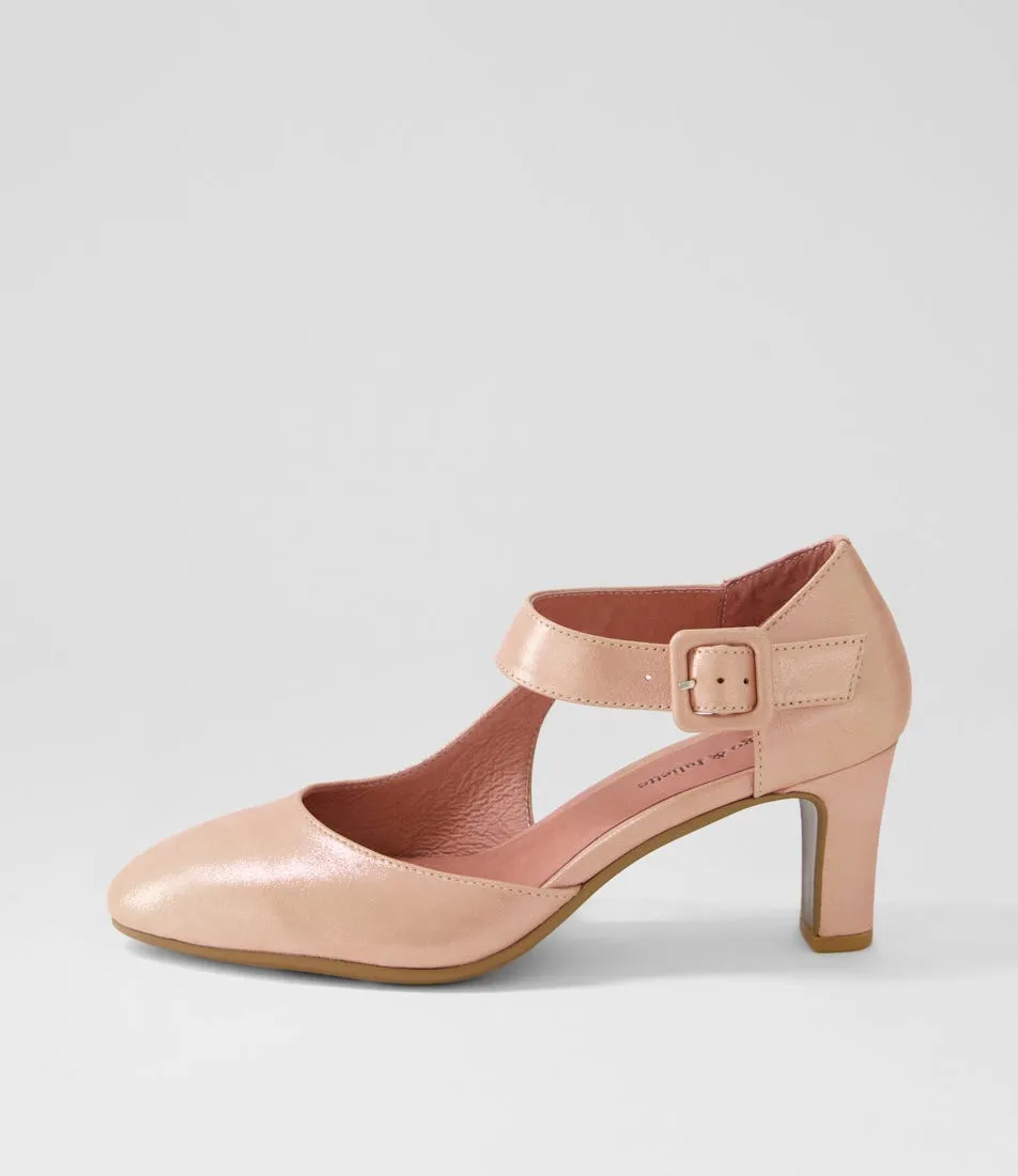 DJANGO & JULIETTE Trinities Rose Shimmer Leather Mary Jane Heels