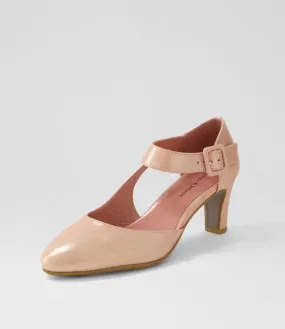 DJANGO & JULIETTE Trinities Rose Shimmer Leather Mary Jane Heels