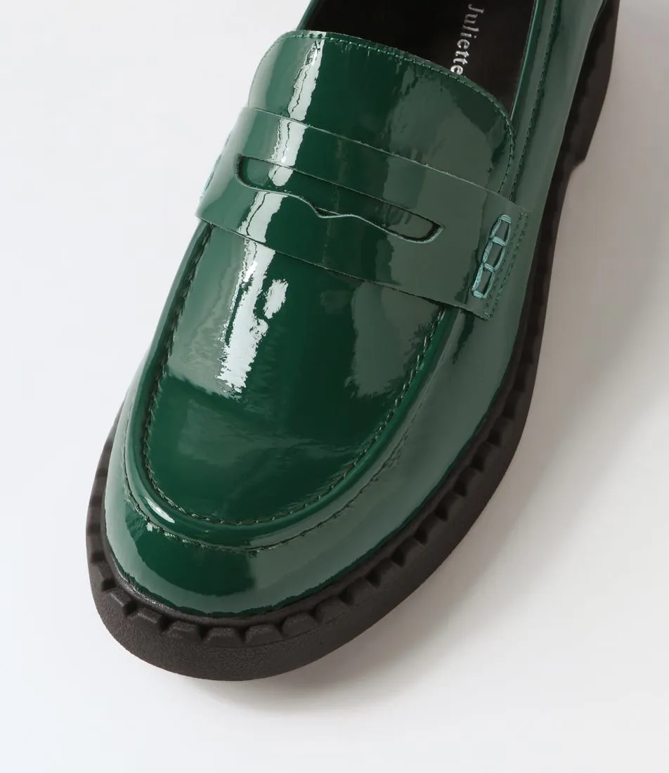 DJANGO & JULIETTE Xavide Emerald Black Patent Leather Heels