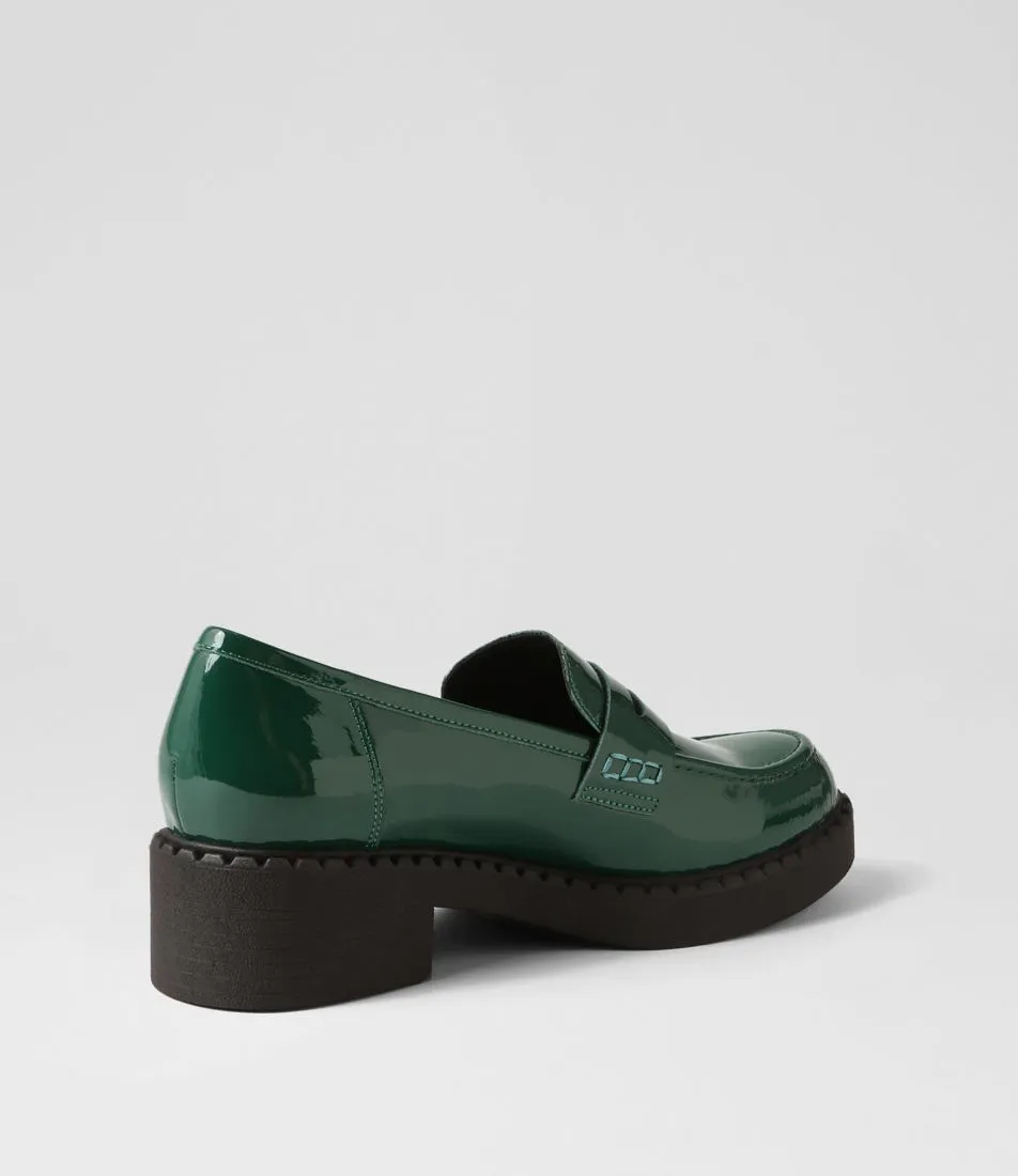 DJANGO & JULIETTE Xavide Emerald Black Patent Leather Heels