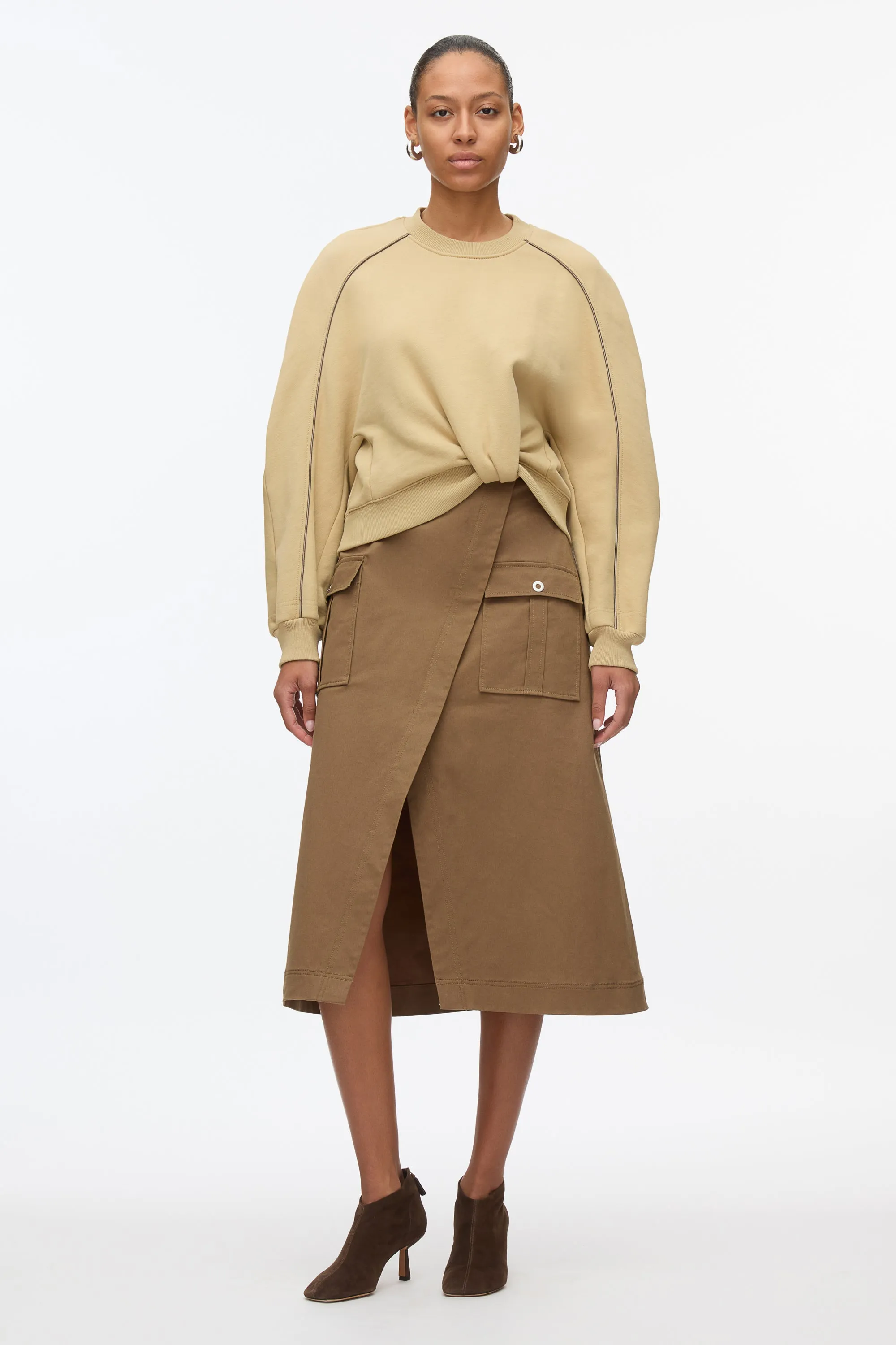 Draped Sweatshirt Utility Dress