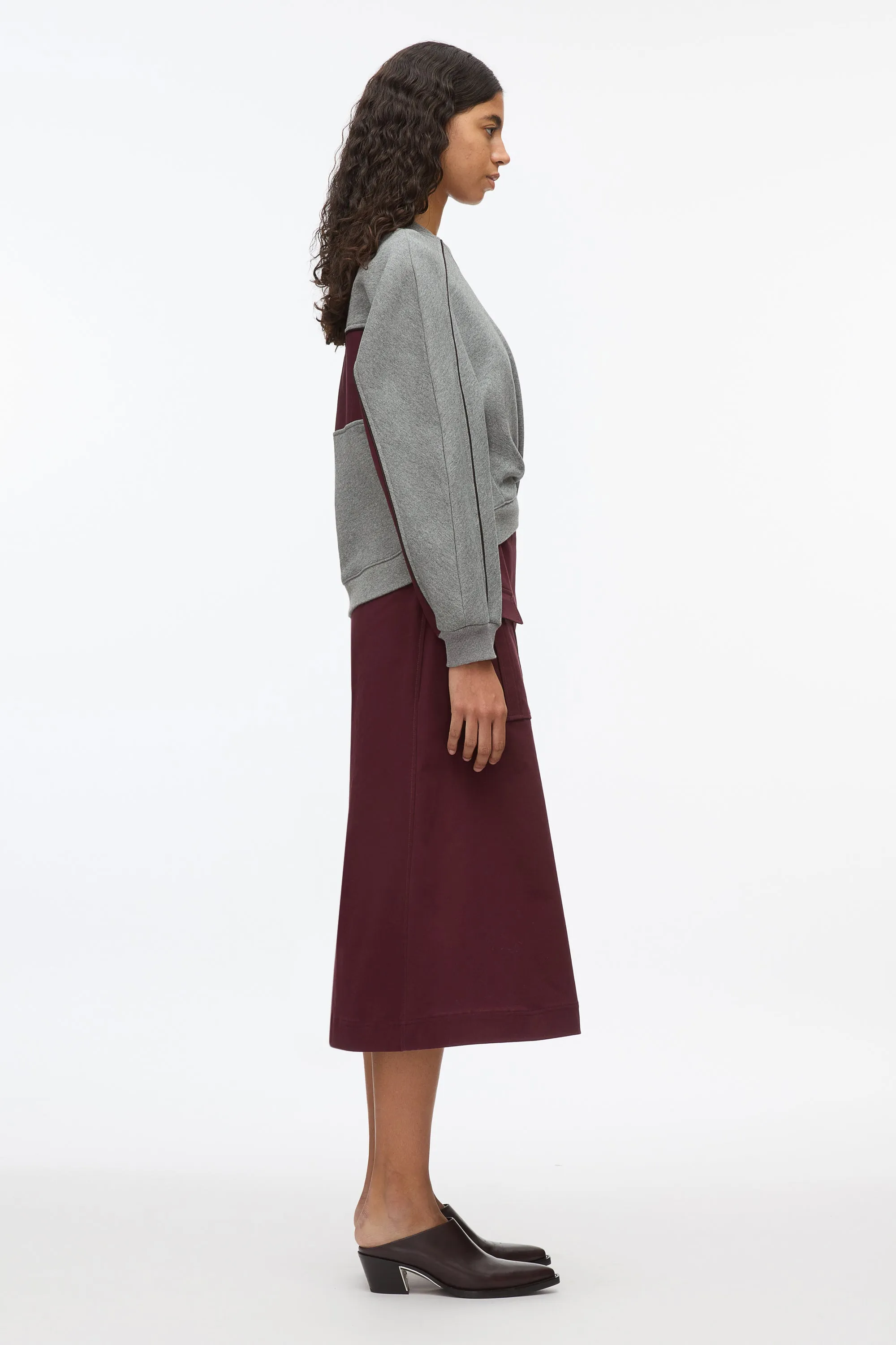 Draped Sweatshirt Utility Dress