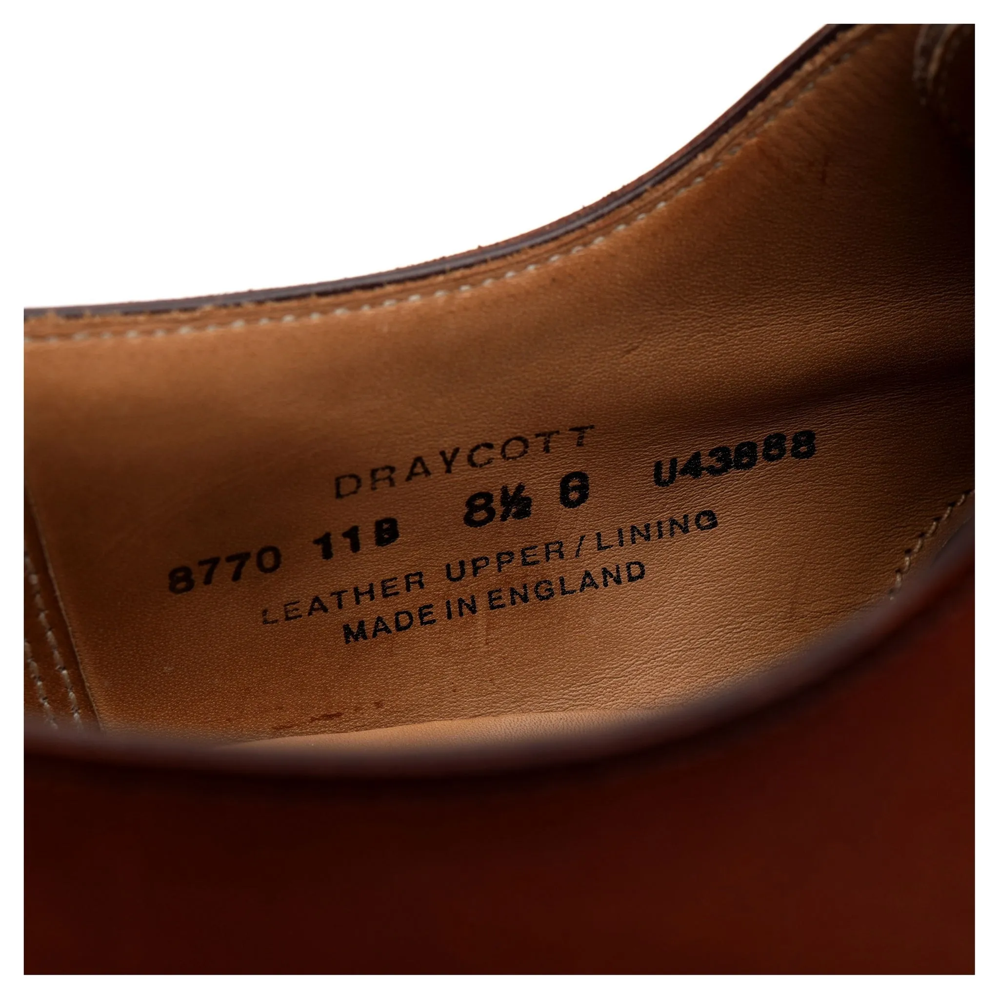 'Draycott' Tan Brown Cap Toe Derby UK 8.5 G