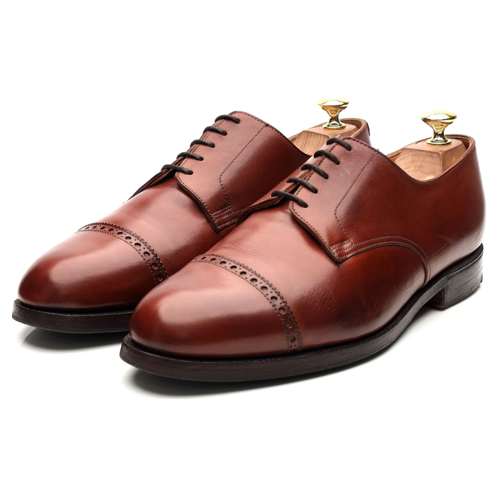 'Draycott' Tan Brown Leather Cap Toe Derby UK 8.5 G