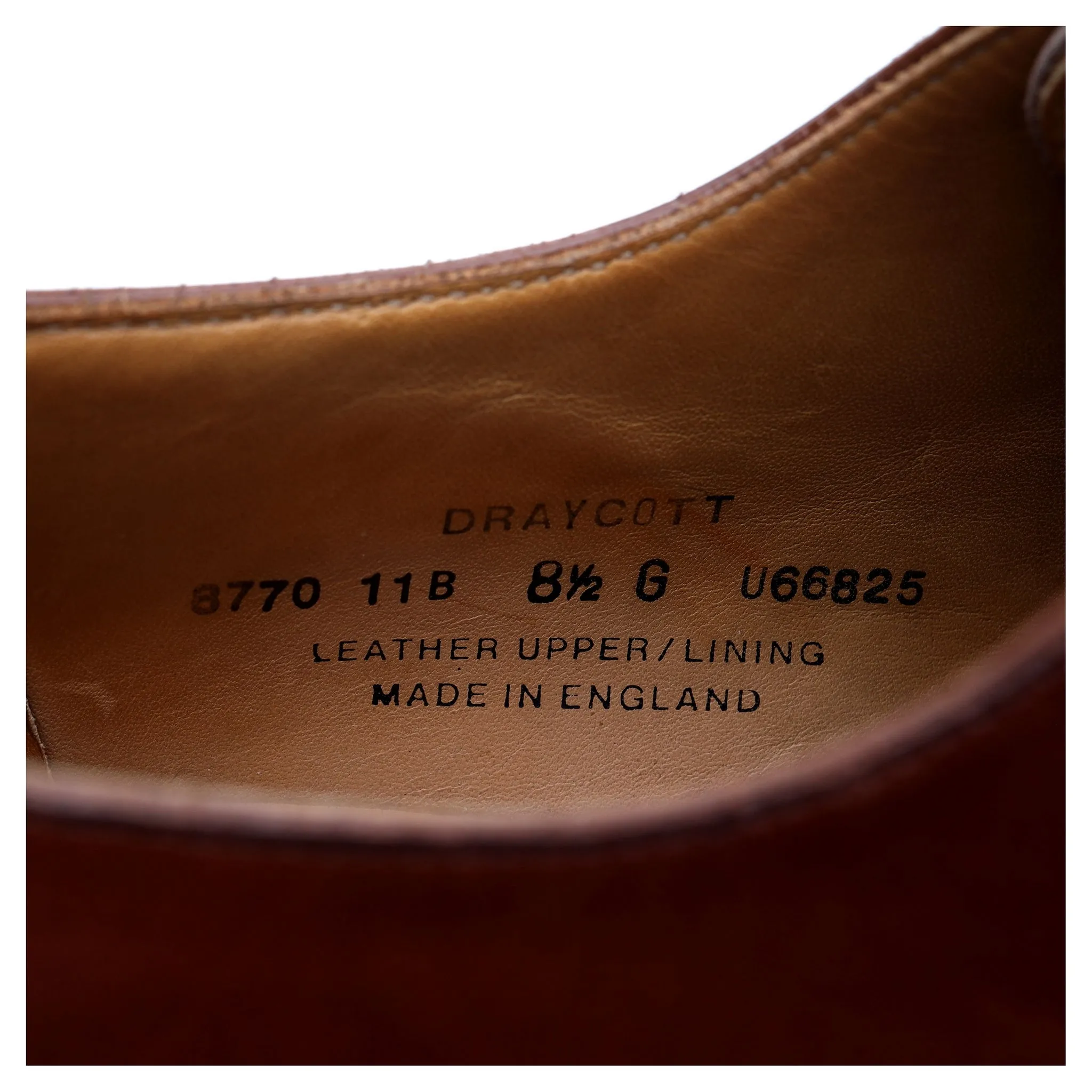 'Draycott' Tan Brown Leather Cap Toe Derby UK 8.5 G