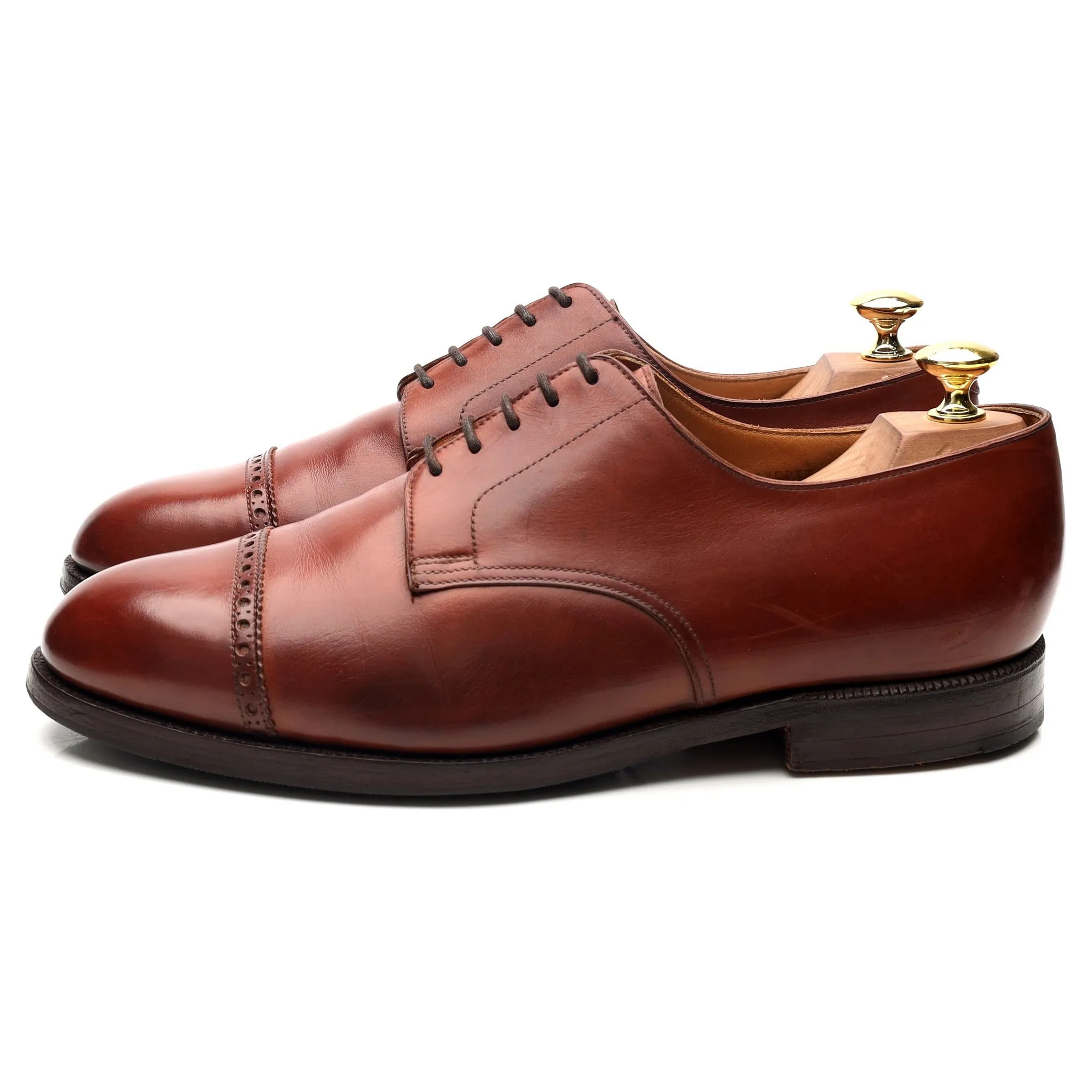 'Draycott' Tan Brown Leather Cap Toe Derby UK 8.5 G