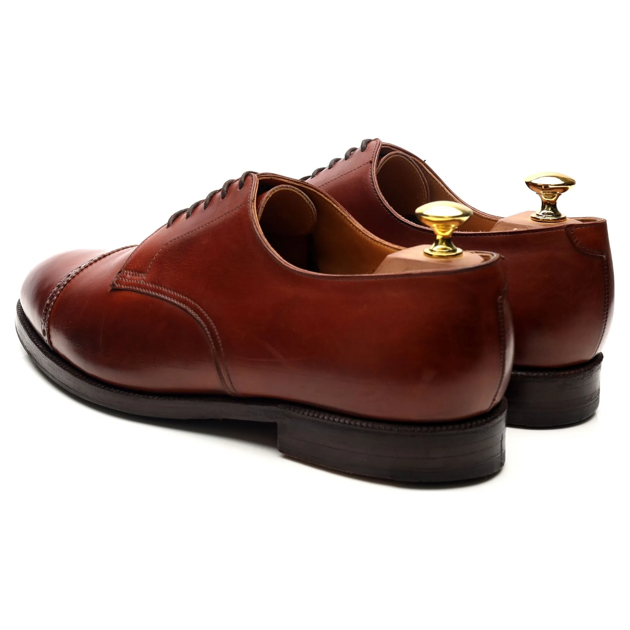 'Draycott' Tan Brown Leather Cap Toe Derby UK 8.5 G