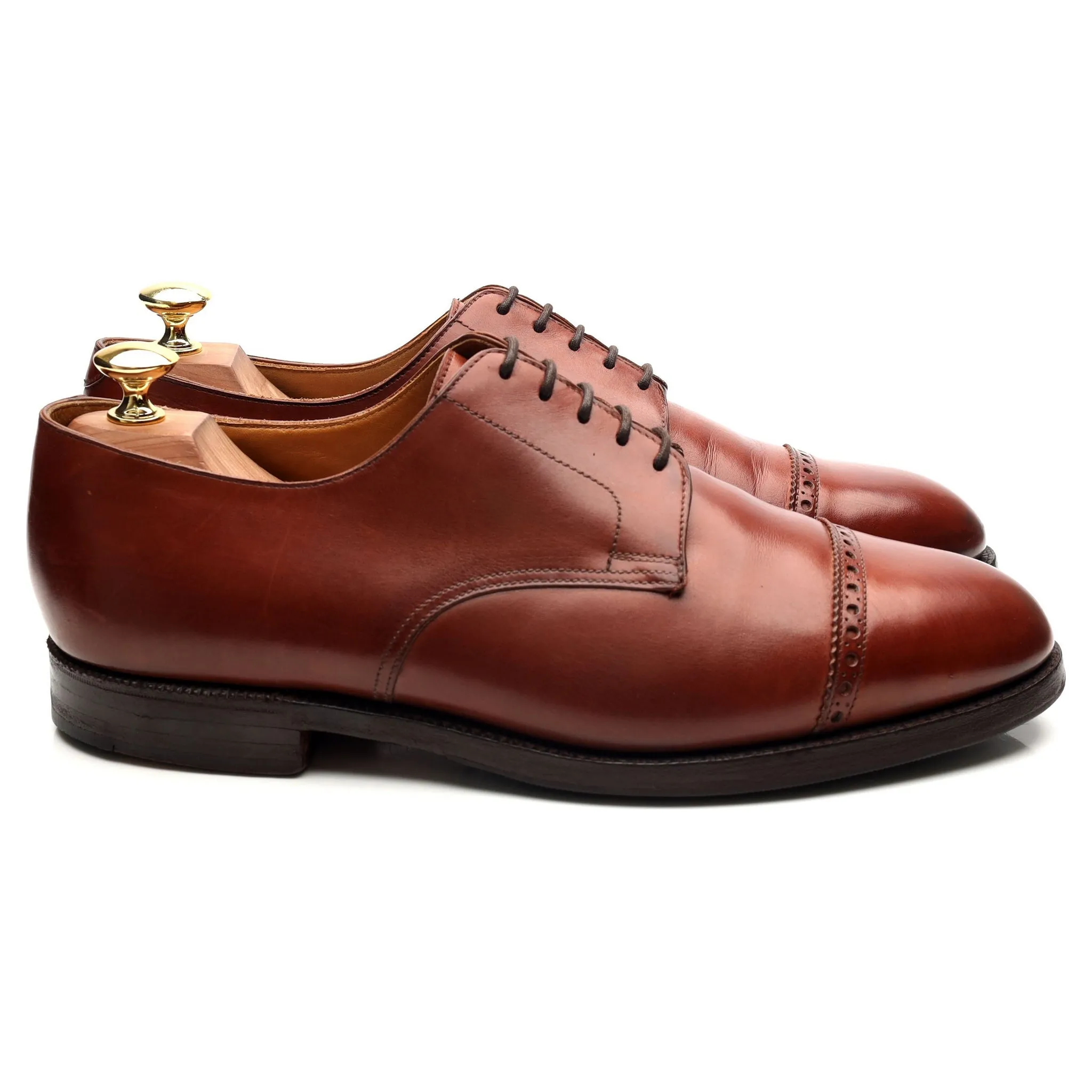 'Draycott' Tan Brown Leather Cap Toe Derby UK 8.5 G