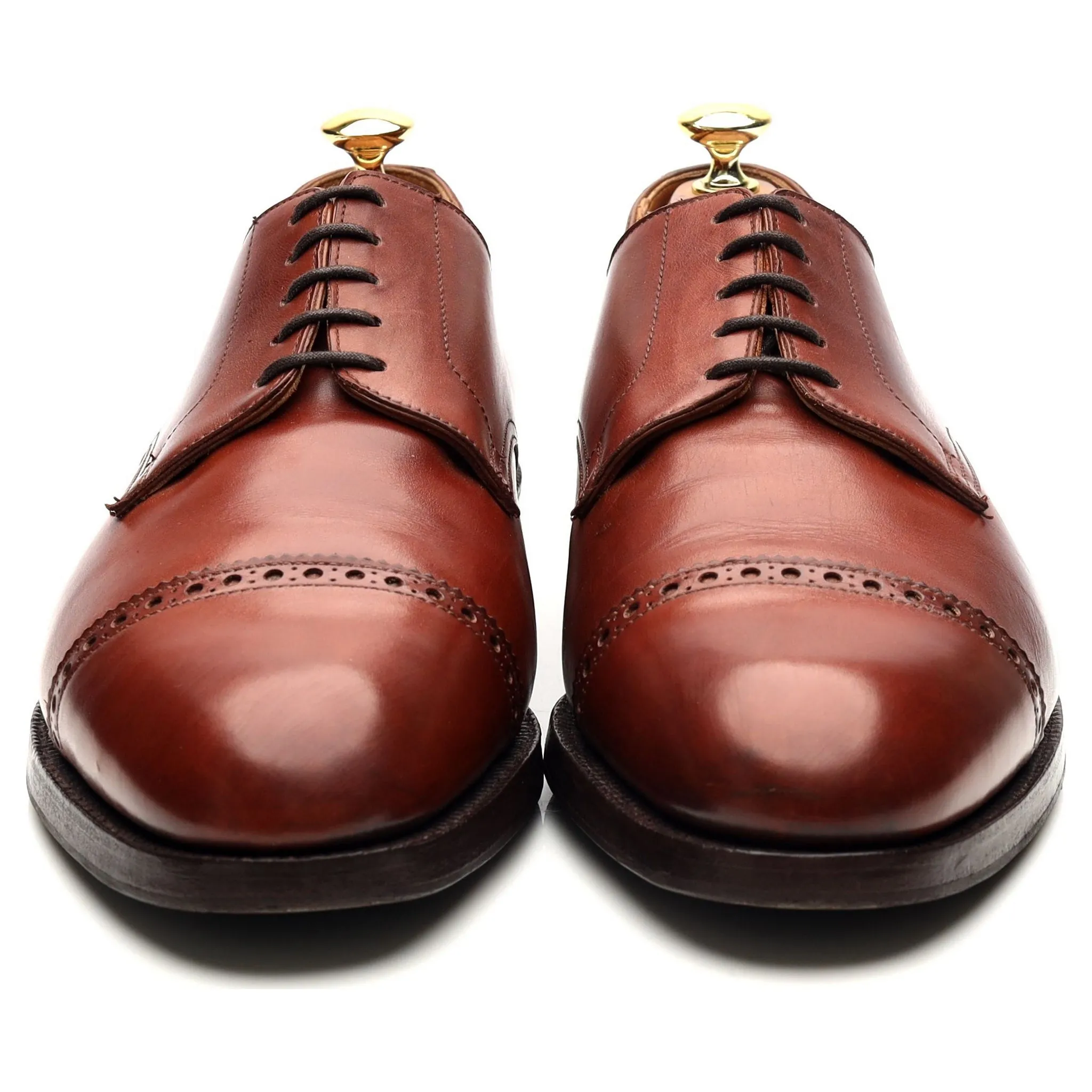 'Draycott' Tan Brown Leather Cap Toe Derby UK 8.5 G