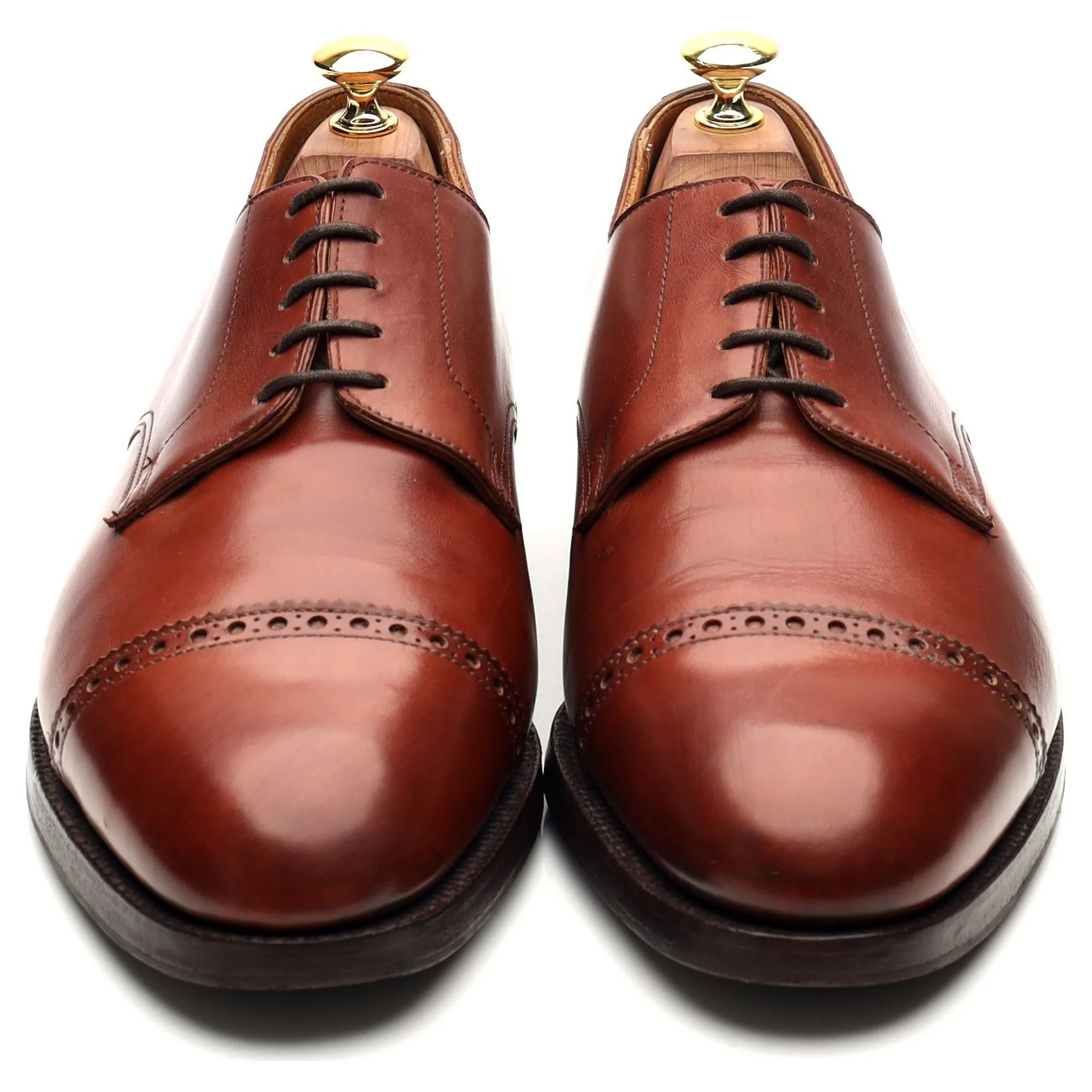 'Draycott' Tan Brown Leather Cap Toe Derby UK 8.5 G