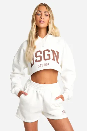 Dsgn Studio Collegiate Slogan Hooded Short Tracksuit