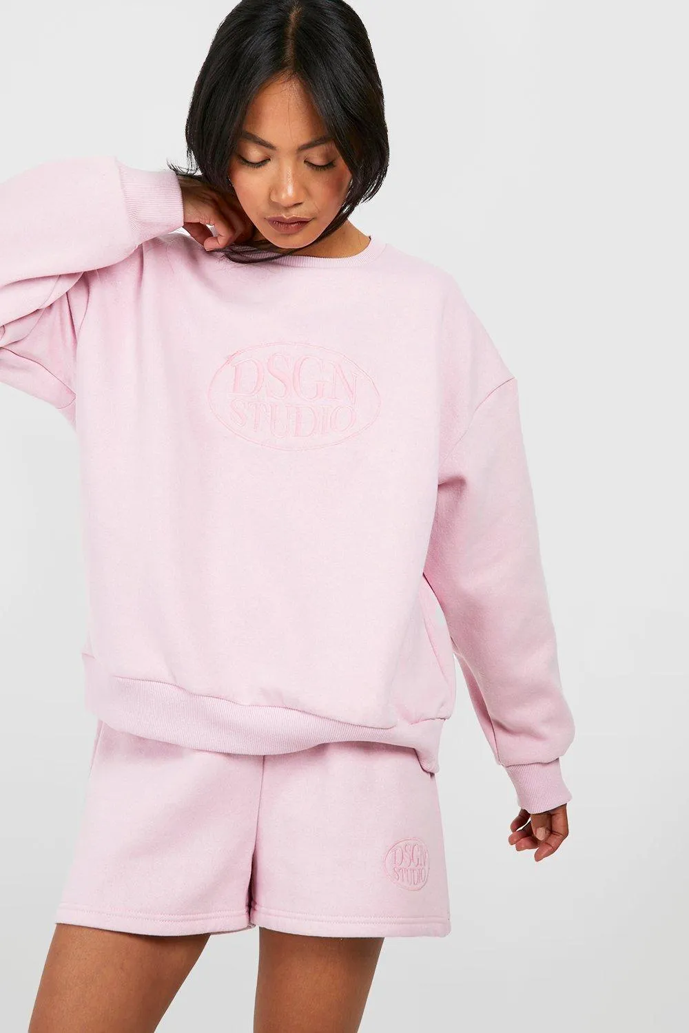 Dsgn Studio Embroidered Sweatshirt Short Tracksuit