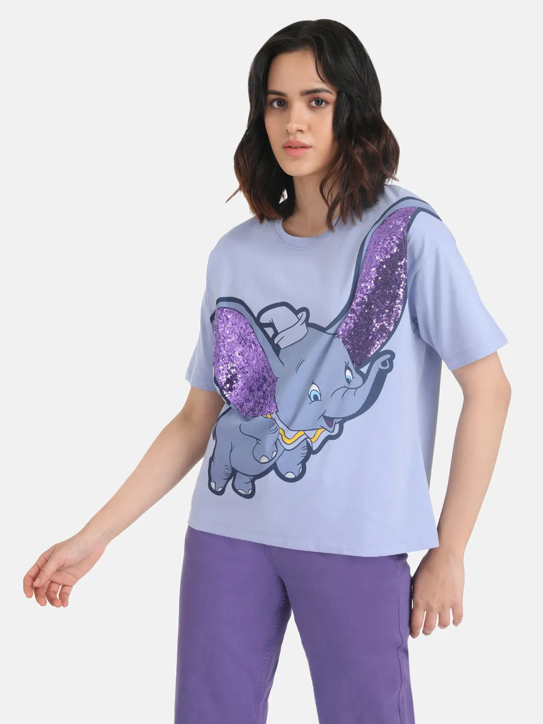 Dumbo Printed T-Shirt Disney Sequin Work