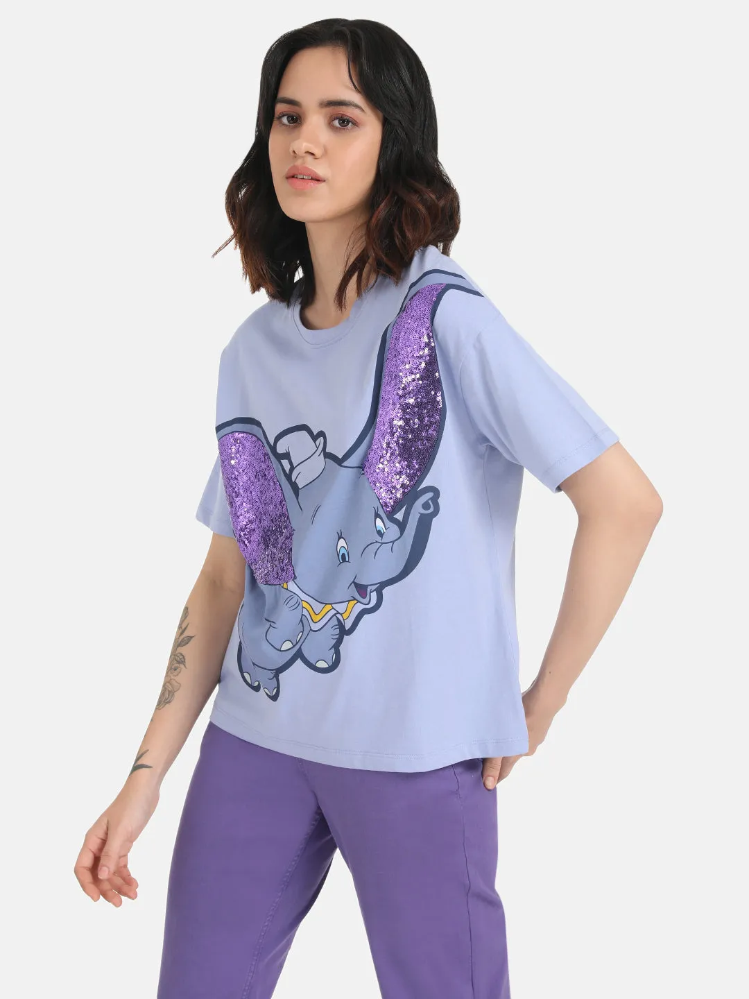 Dumbo Printed T-Shirt Disney Sequin Work