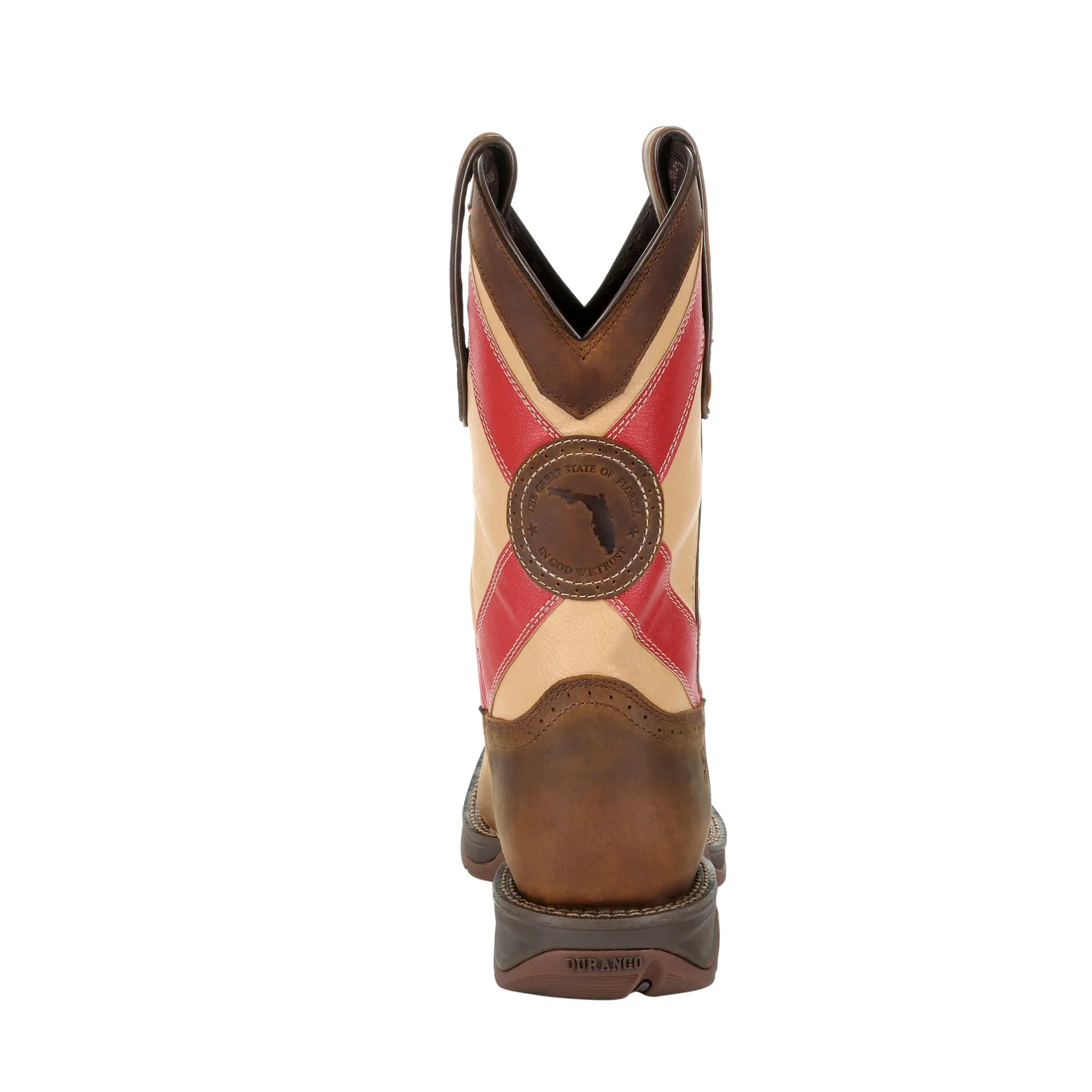 Durango Men's Florida Flag Leather Western Boots with Rebel Flag Design