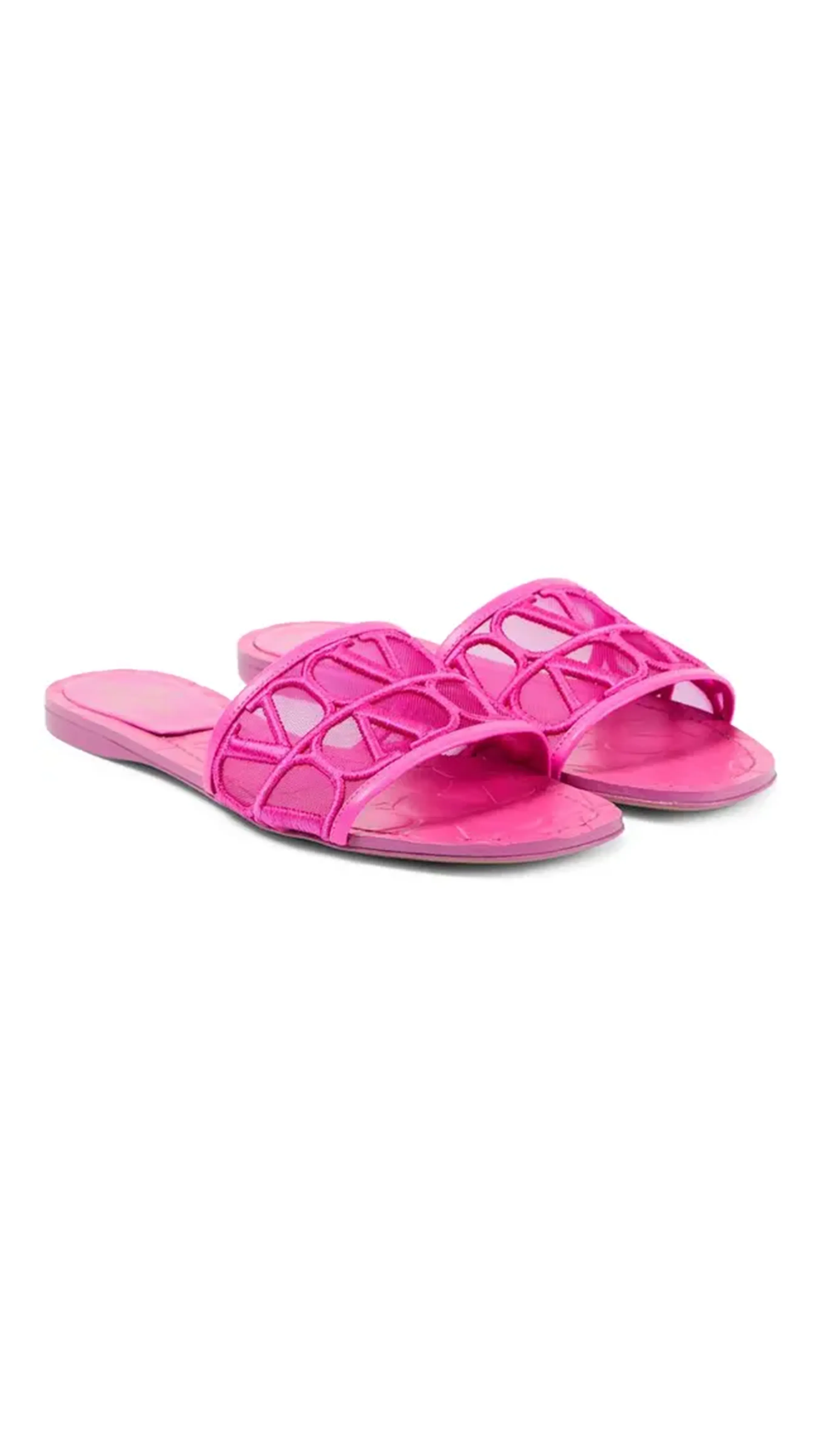 Pink Embroidered Toile Iconographe Slide Sandal