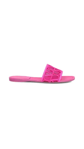 Pink Embroidered Toile Iconographe Slide Sandal