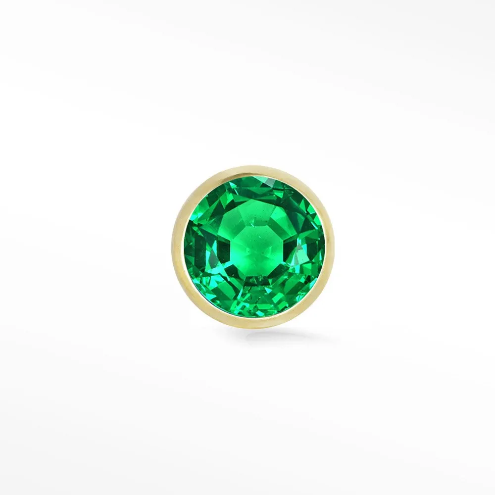 Emerald Flat Back Earring 2.5mm Bezel 14k Yellow