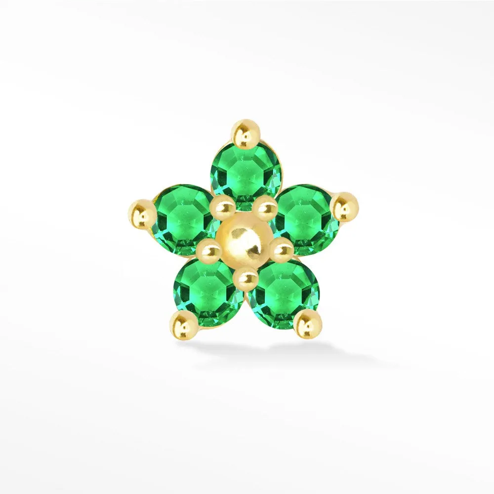 Emerald Buttercup Flat Back Earring Yellow Gold