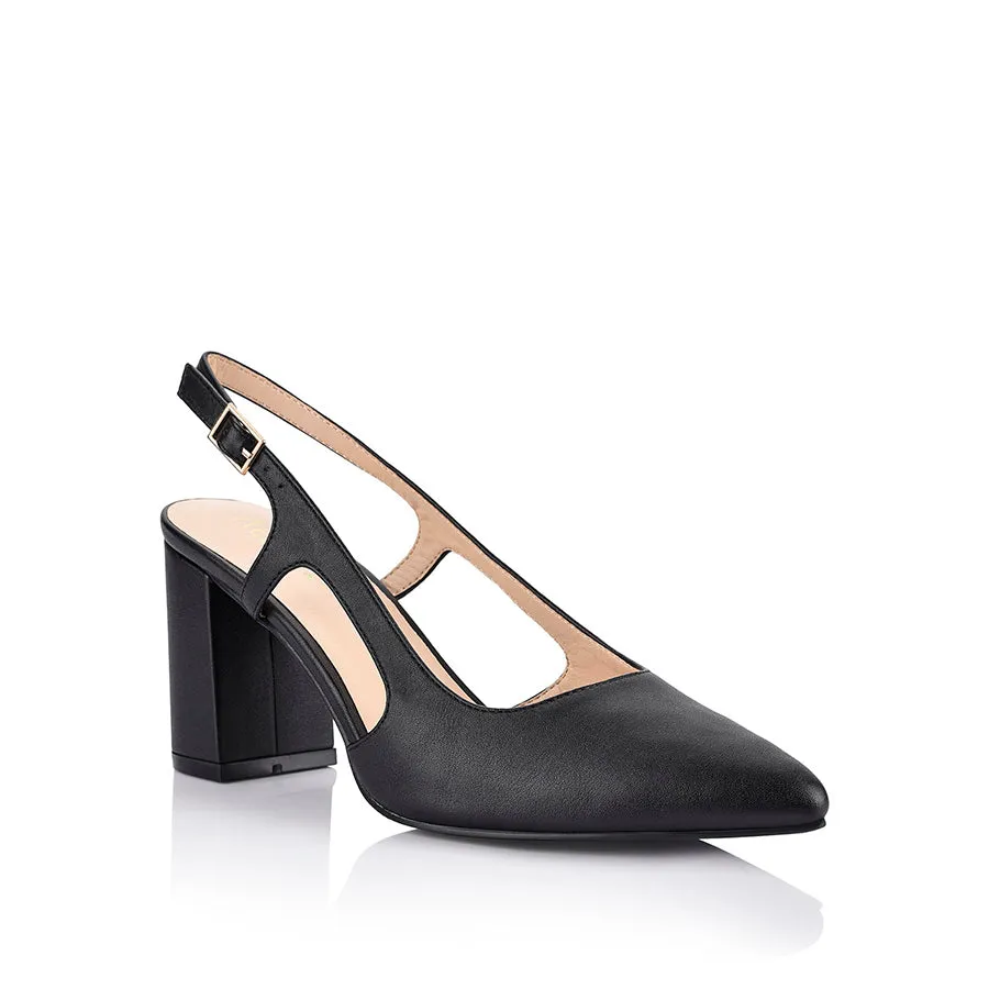 Enrique Sling Back Block Heels - Black