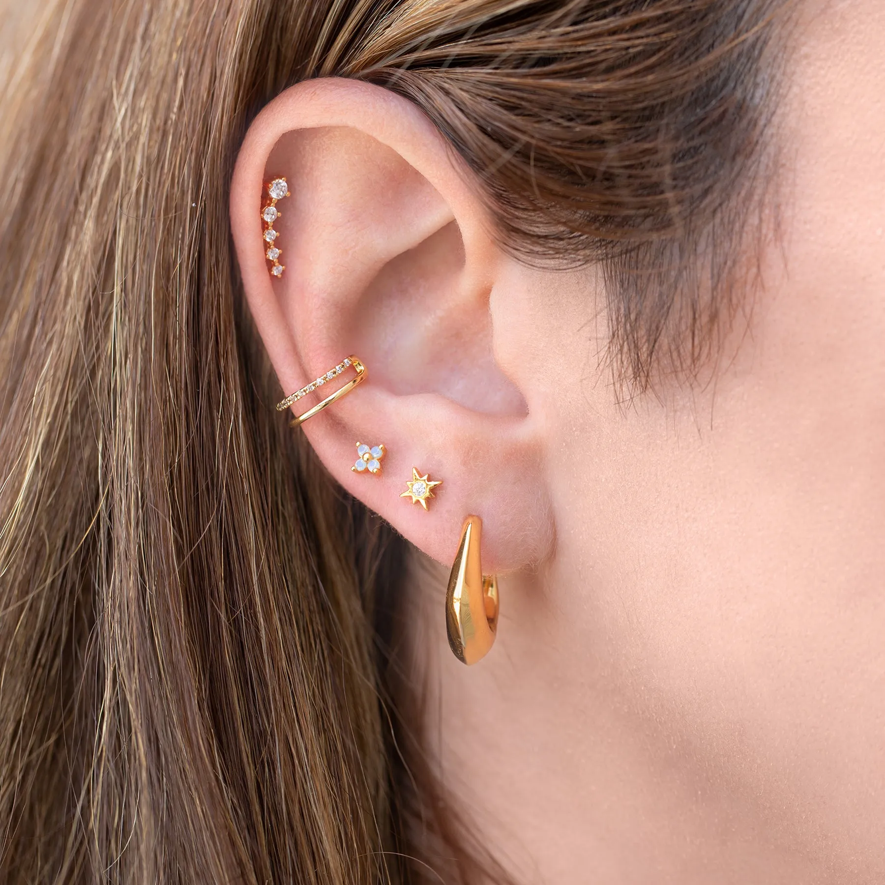 Estella Ear Climber Flat Back Earring