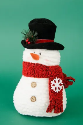 Fabric Snowman with Scarf and Black Hat